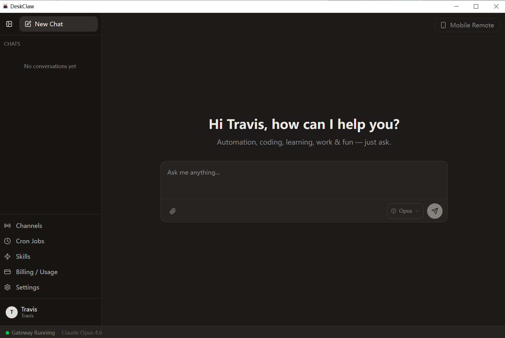 DeskClaw main interface — clean, ready-to-use AI agent desktop app
